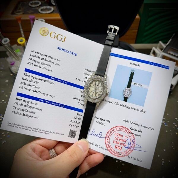 Chopard Mother Of Pearl Dial Replica 1:1 Watch Full Diamond Moissanite 34mm