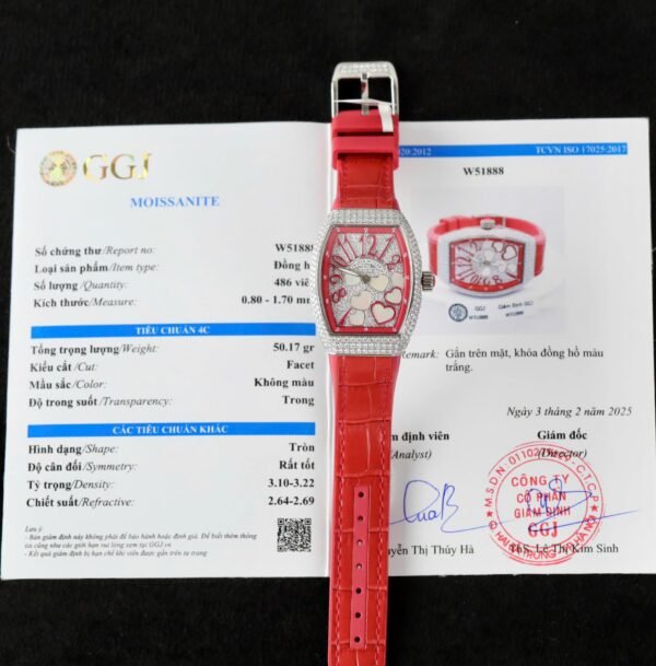 Franck Muller V32 Vanguard Lady Heart Red Replica Watch Diamonds Moissanite Custom 36mm