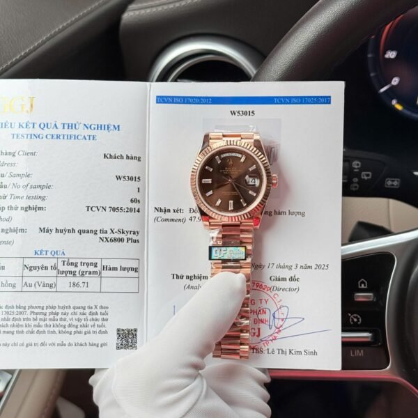 Rolex Day-Date Dial Chocolate Copies Watch 18K Gold Wrapped Weight 186Gram QF 40mm