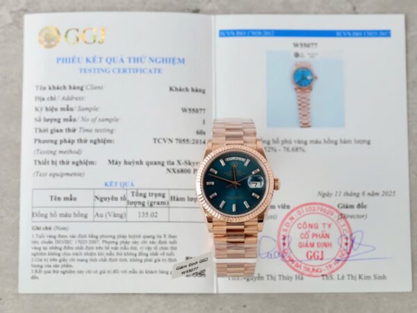 Rolex Day-Date Blue Green Dial Luxury Fake Watches 18K Gold Wrapped Custom GM Factory 36mm
