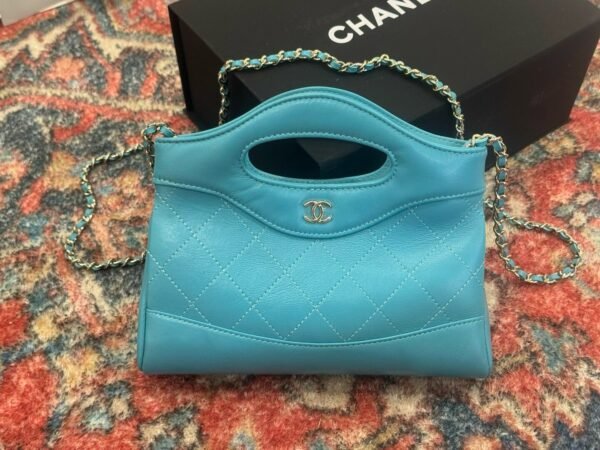 Chanel 31 Mini Like Auth Women-s Handbag Sky Blue 20.5×17.5cm