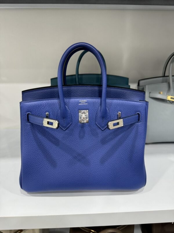Hermes Birkin PHW Togo Like Auth Women-s Handbag Dark Blue Silver Lock 25cm