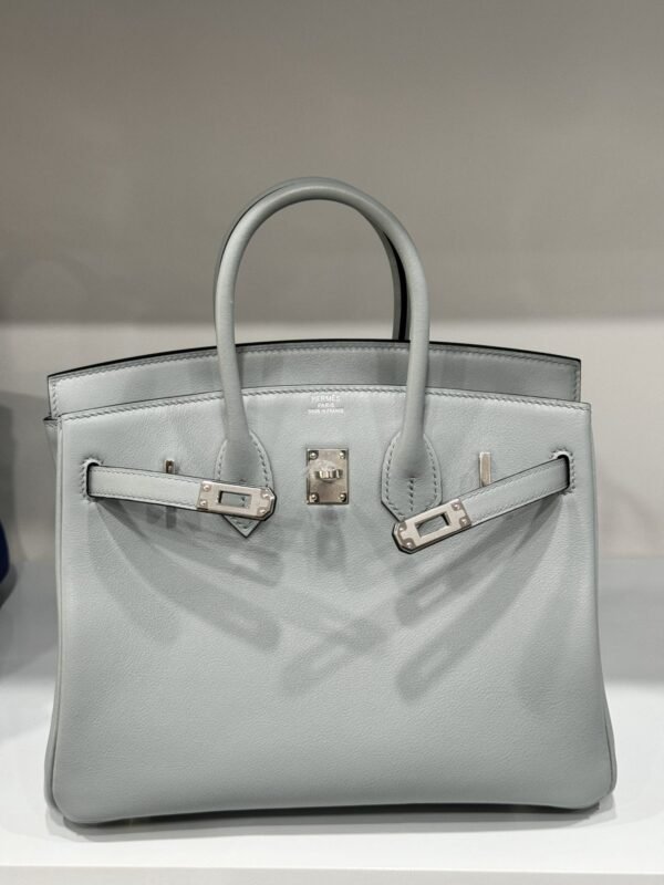 Hermes Birkin PHW Togo Women-s Handbag Gray Silver Lock Super Quality 25cm
